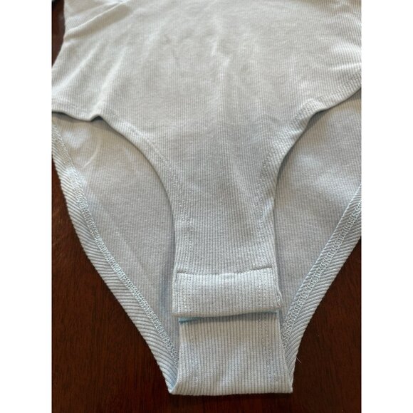 NWT 7 For All Mankind Baby Blue Long Sleeve Bodysuit Womens Size Small - Picture 4 of 9